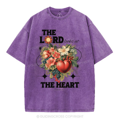 The Lord Looks At The Heart Christian Washed T-Shirt
