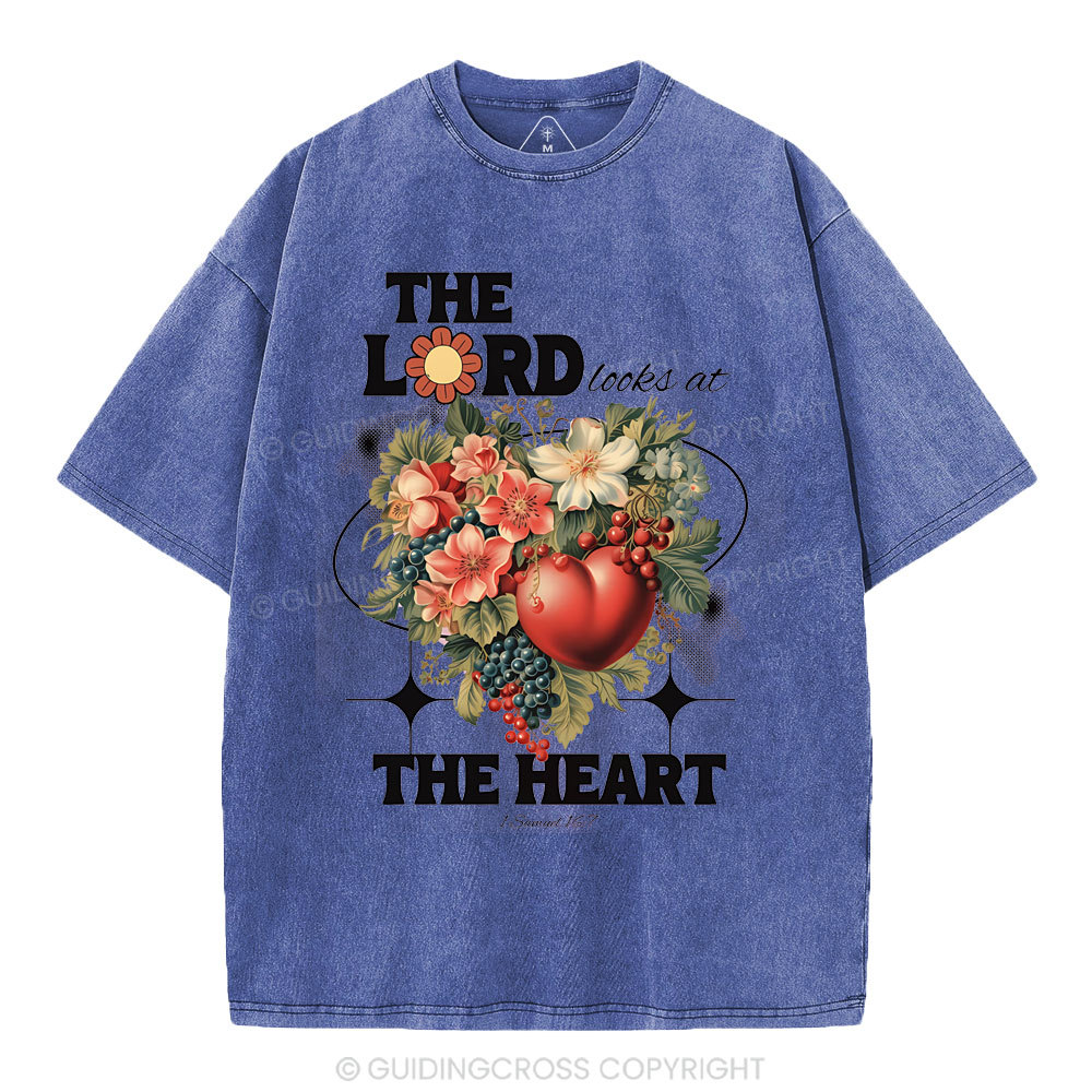 The Lord Looks At The Heart Christian Washed T-Shirt
