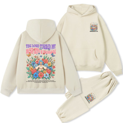 The Lord Turned My Mess Into A Meaaage Christian Premium Fleece Hoodie Set