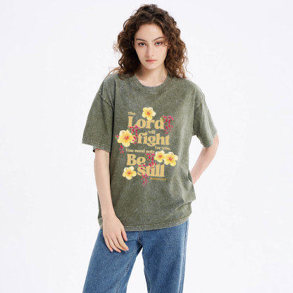The Lord Will Fight For You Christian Washed T-Shirt
