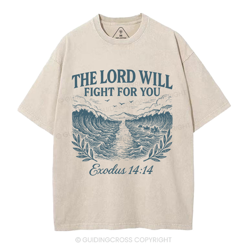 The Lord Will Fight For You Christian Washed T-Shirt