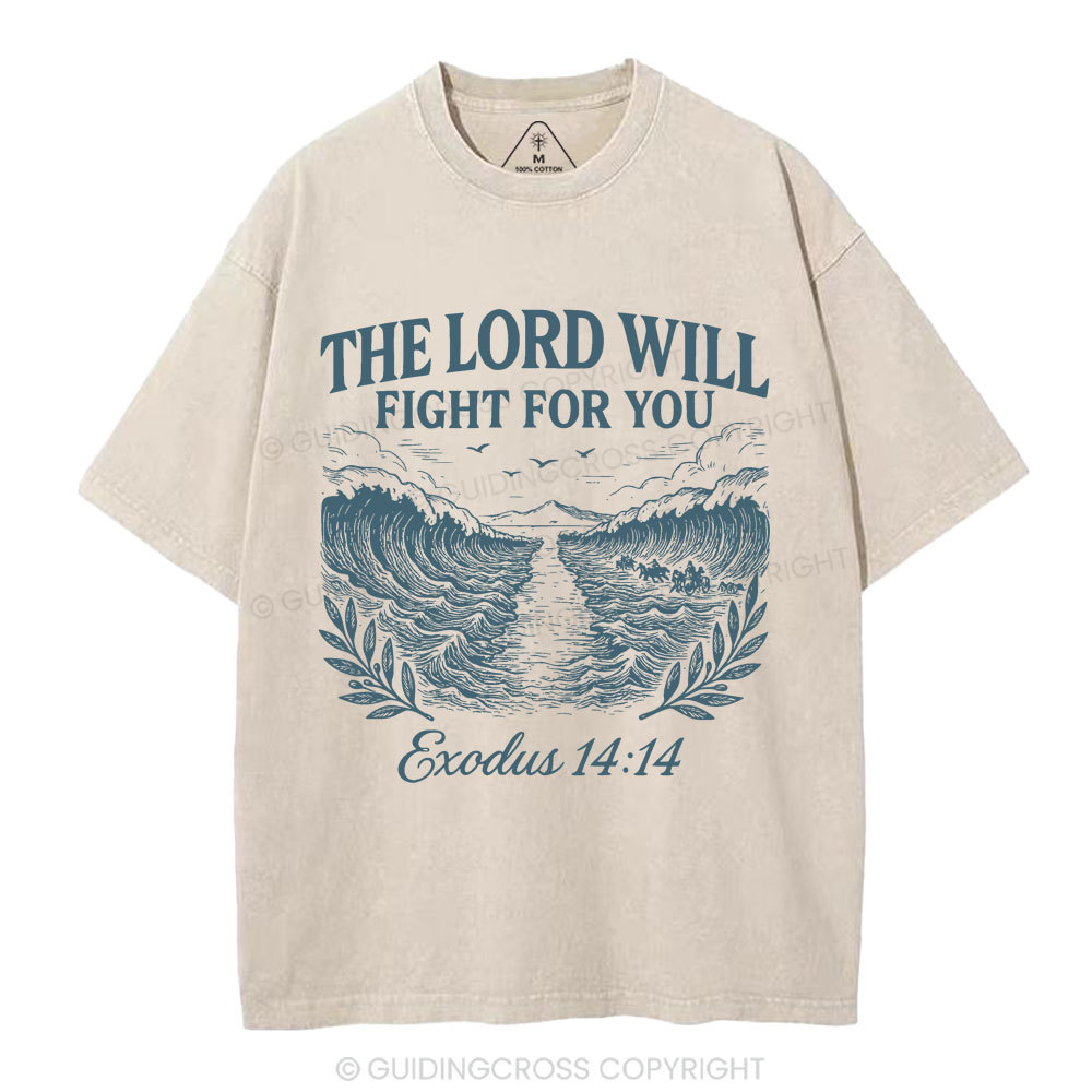 The Lord Will Fight For You Christian Washed T-Shirt