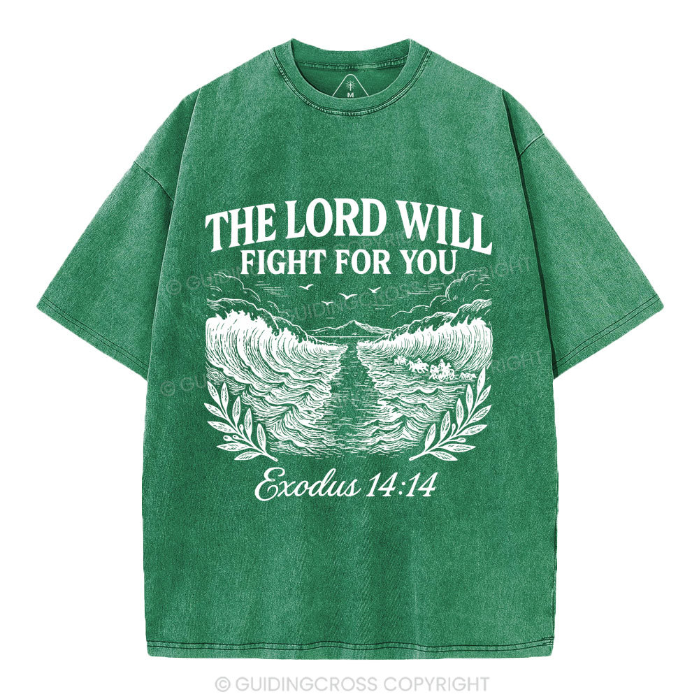 The Lord Will Fight For You Christian Washed T-Shirt