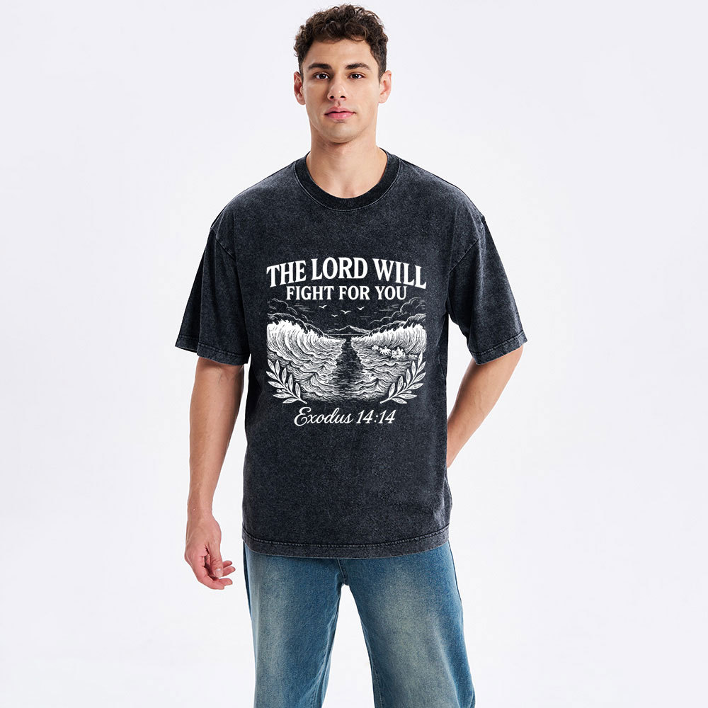 The Lord Will Fight For You Christian Washed T-Shirt