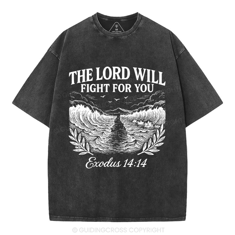 The Lord Will Fight For You Christian Washed T-Shirt