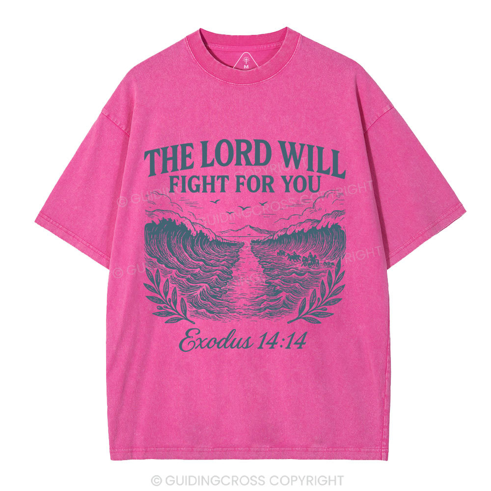 The Lord Will Fight For You Christian Washed T-Shirt