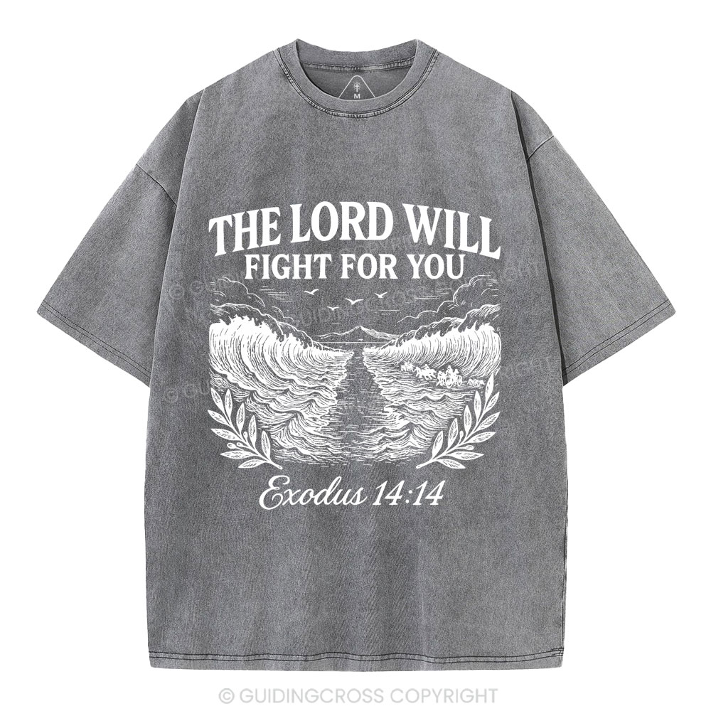 The Lord Will Fight For You Christian Washed T-Shirt