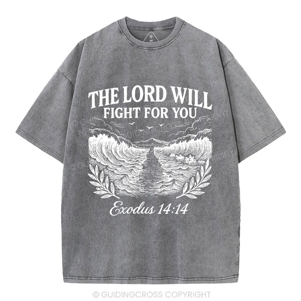 The Lord Will Fight For You Christian Washed T-Shirt
