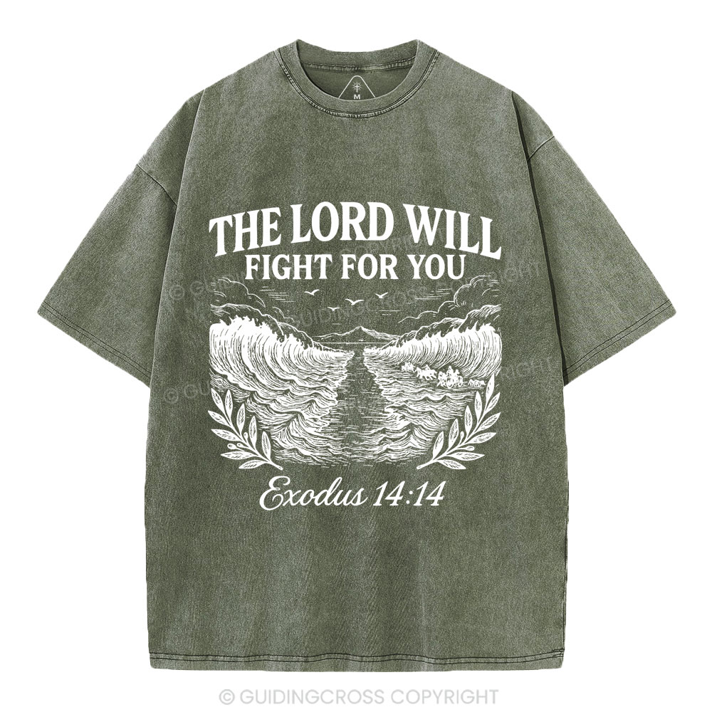 The Lord Will Fight For You Christian Washed T-Shirt