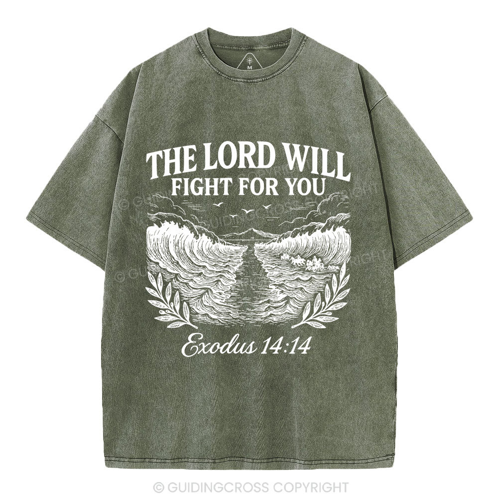 The Lord Will Fight For You Christian Washed T-Shirt