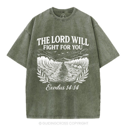The Lord Will Fight For You Christian Washed T-Shirt