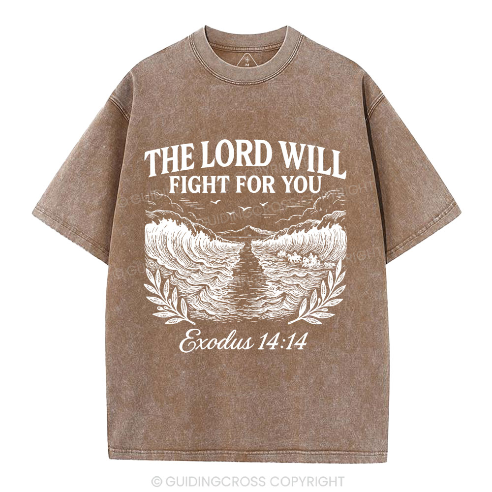 The Lord Will Fight For You Christian Washed T-Shirt