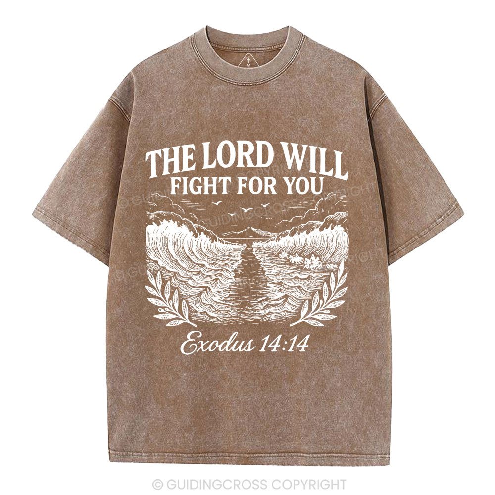 The Lord Will Fight For You Christian Washed T-Shirt
