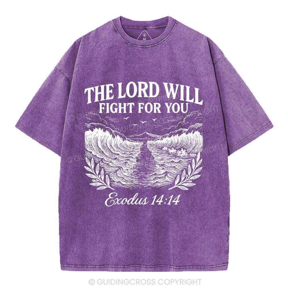 The Lord Will Fight For You Christian Washed T-Shirt