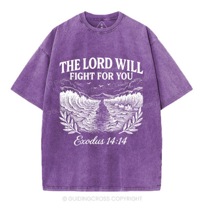 The Lord Will Fight For You Christian Washed T-Shirt