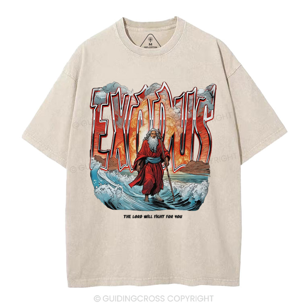 The Lord Will Fight For You Christian Washed T-Shirt