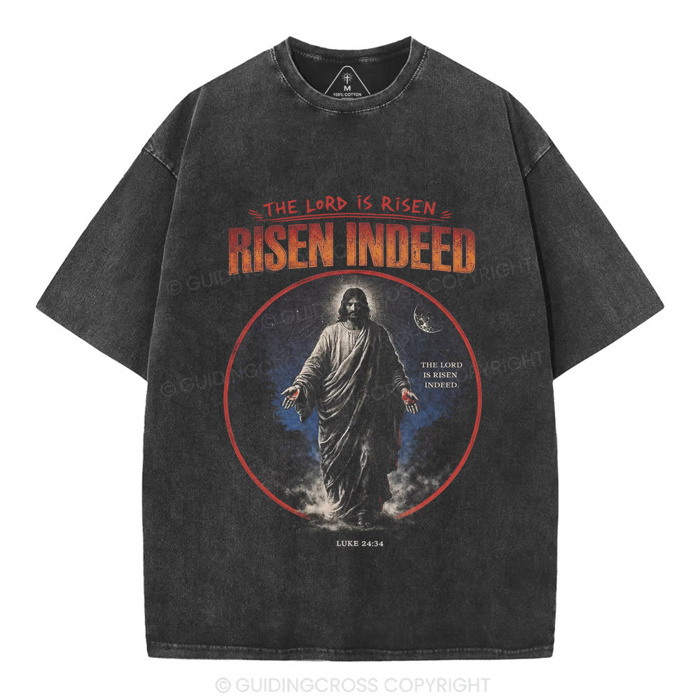 The Lord is Risen Indeed Christian Washed T-Shirt