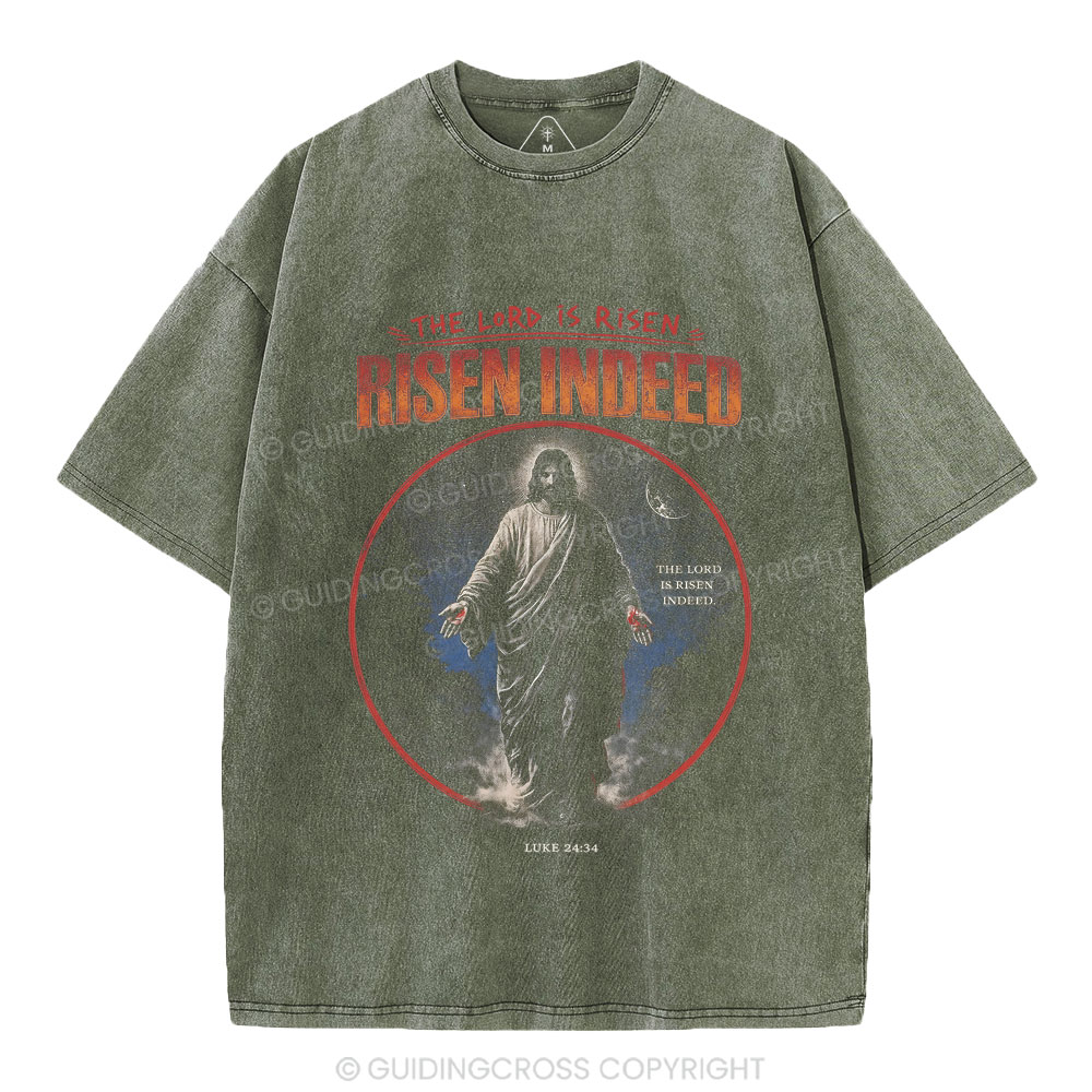 The Lord is Risen Indeed Christian Washed T-Shirt