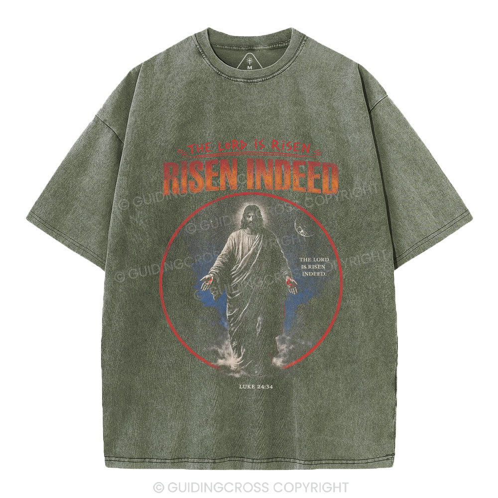 The Lord is Risen Indeed Christian Washed T-Shirt