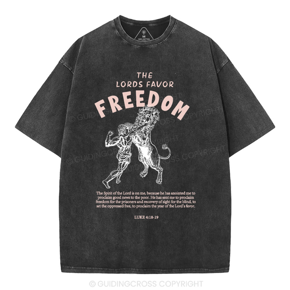 The Lords Favor Freedom Christian Washed T-Shirt