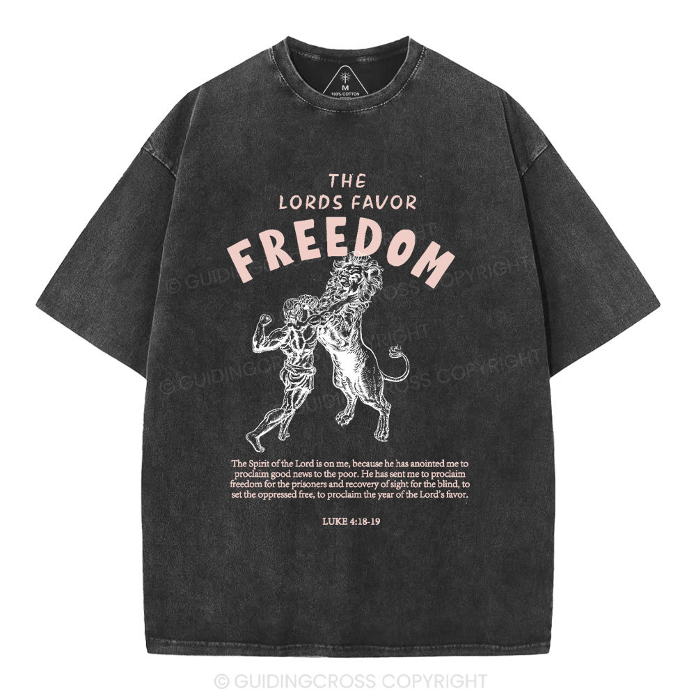 The Lords Favor Freedom Christian Washed T-Shirt