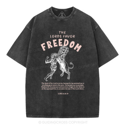 The Lords Favor Freedom Christian Washed T-Shirt
