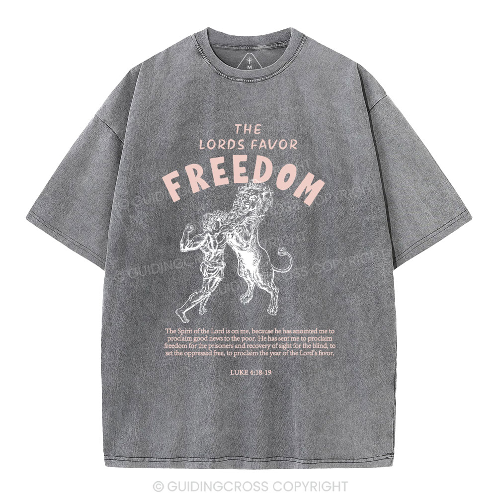 The Lords Favor Freedom Christian Washed T-Shirt