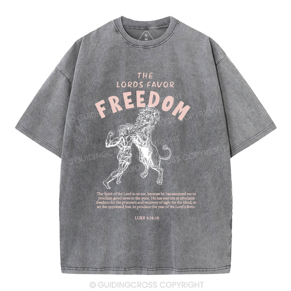 The Lords Favor Freedom Christian Washed T-Shirt