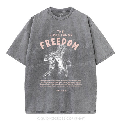 The Lords Favor Freedom Christian Washed T-Shirt