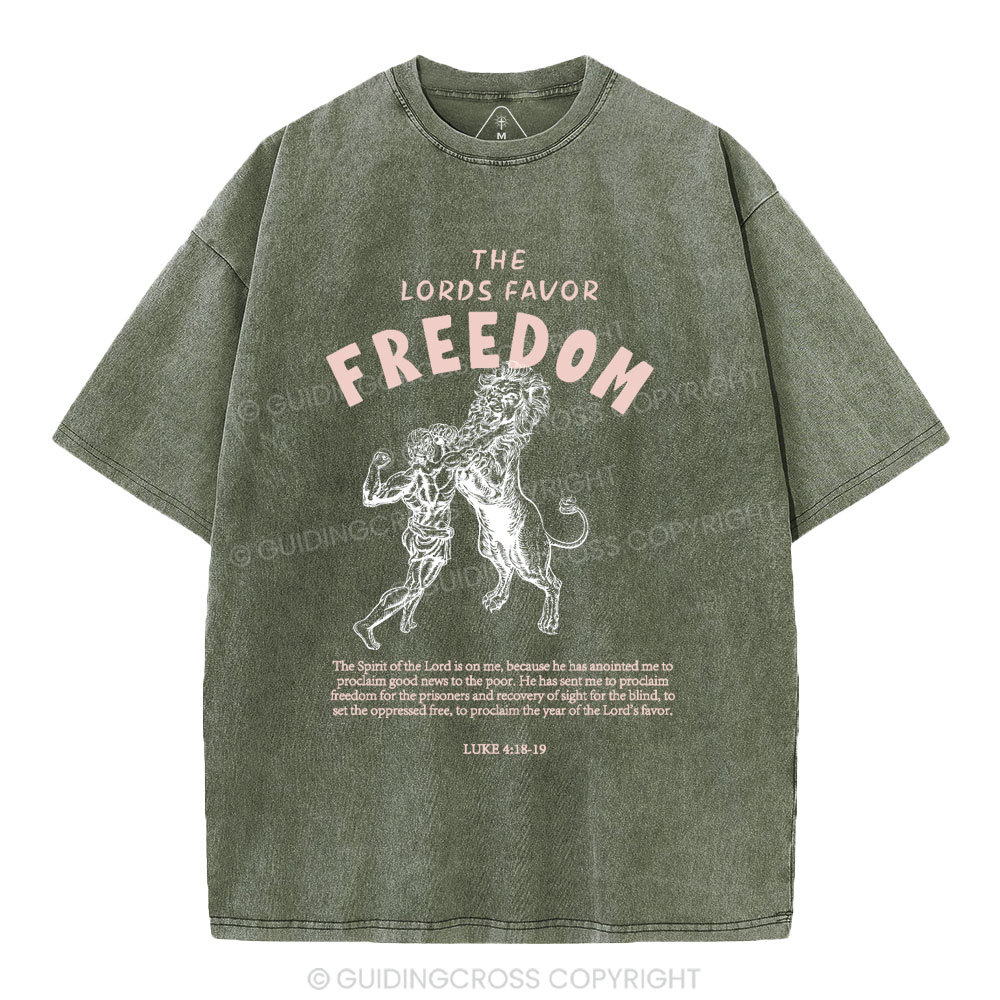 The Lords Favor Freedom Christian Washed T-Shirt