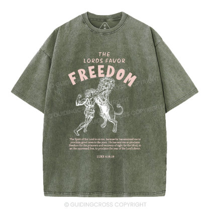 The Lords Favor Freedom Christian Washed T-Shirt