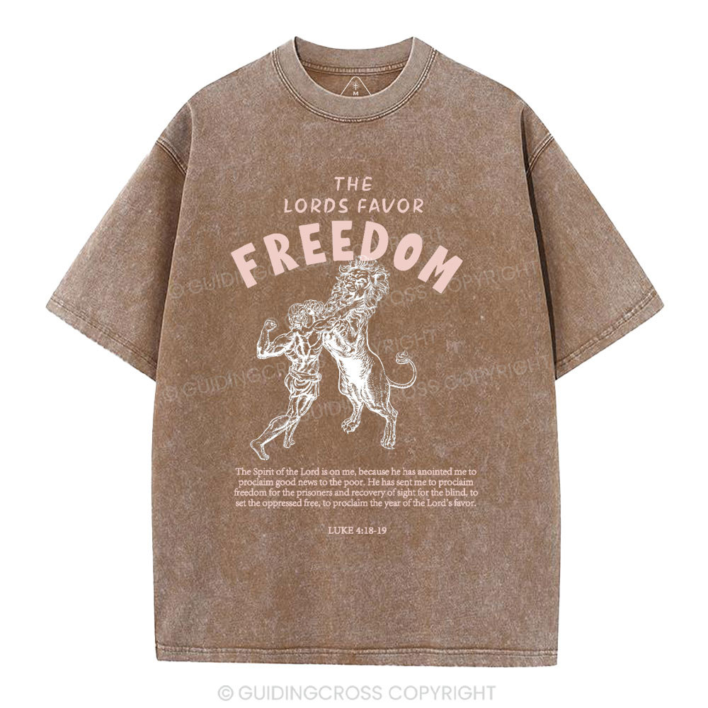 The Lords Favor Freedom Christian Washed T-Shirt