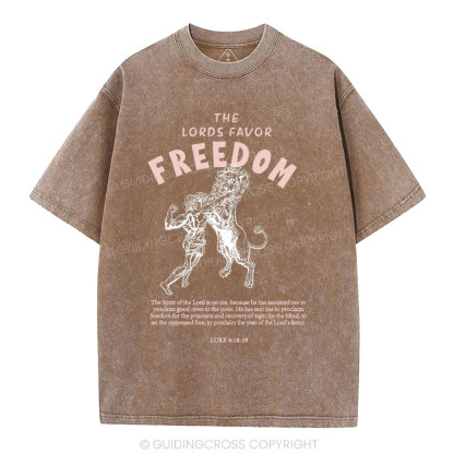 The Lords Favor Freedom Christian Washed T-Shirt