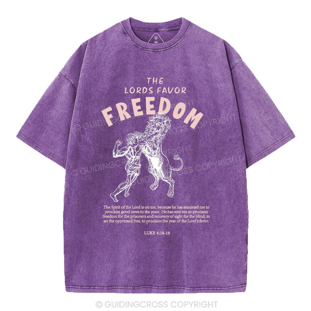 The Lords Favor Freedom Christian Washed T-Shirt