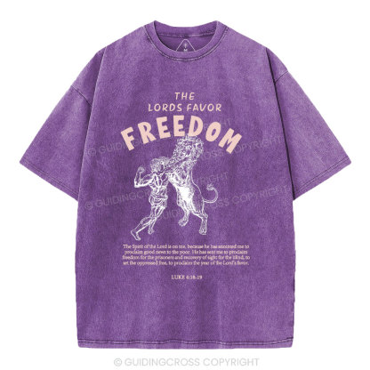 The Lords Favor Freedom Christian Washed T-Shirt
