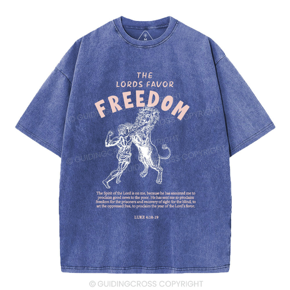 The Lords Favor Freedom Christian Washed T-Shirt