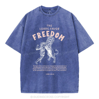 The Lords Favor Freedom Christian Washed T-Shirt