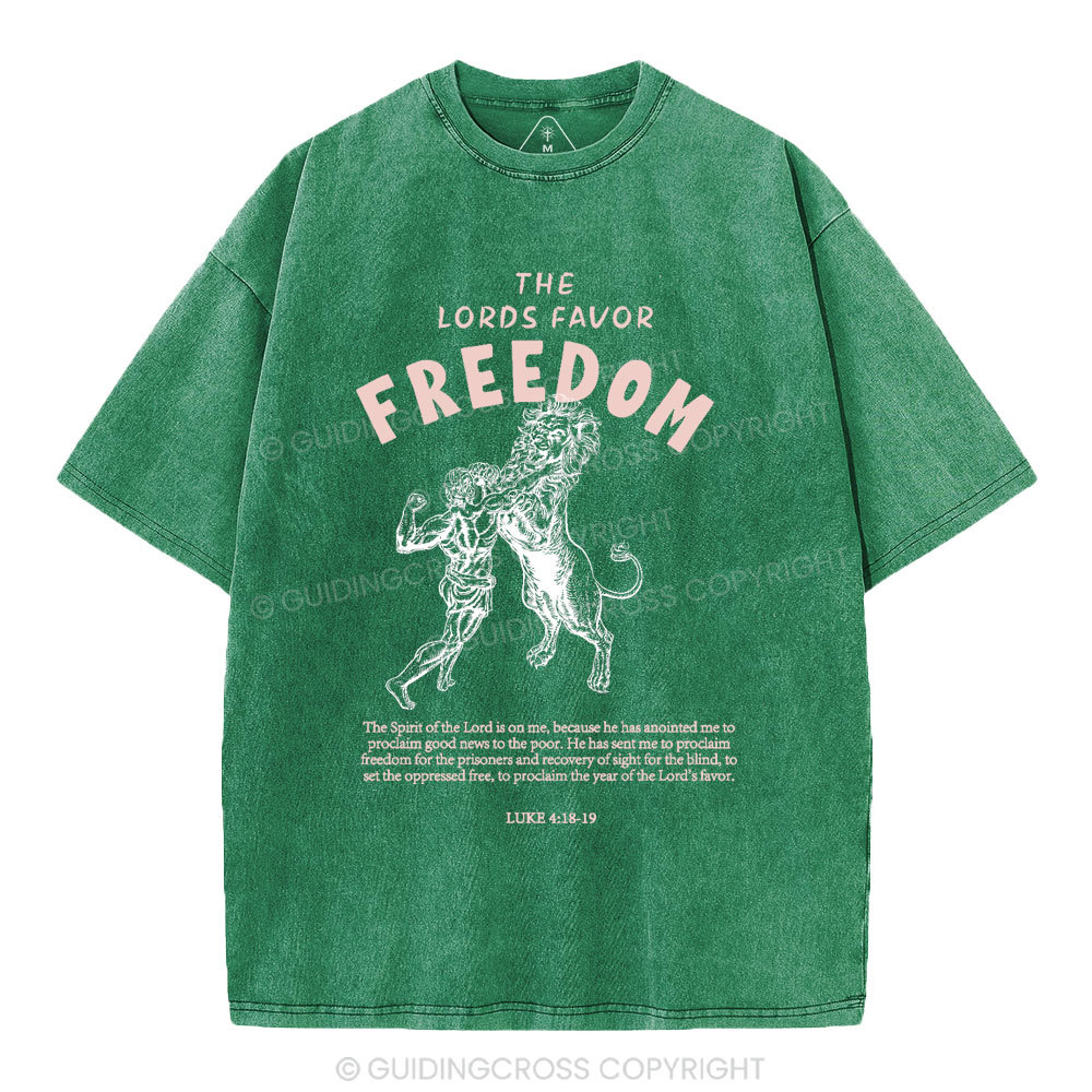 The Lords Favor Freedom Christian Washed T-Shirt