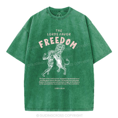 The Lords Favor Freedom Christian Washed T-Shirt