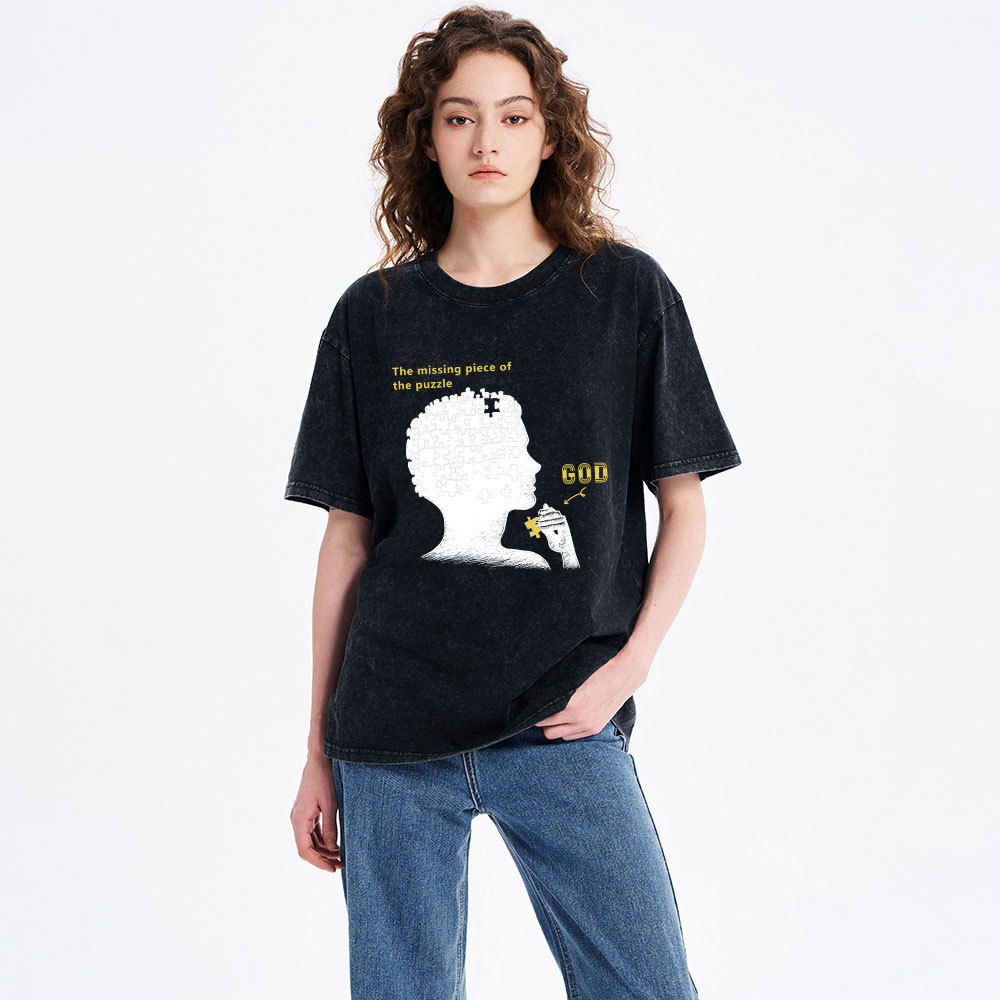 The Missing Piece Of The Puzzle Christian Washed T-Shirt