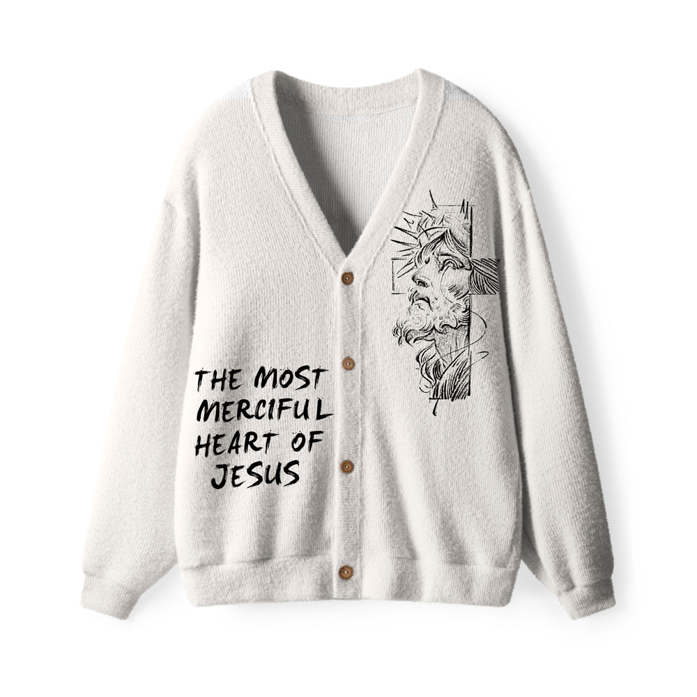 The Most Merciful Heart Of Jesus Furry Christian Lightweight Cardigan