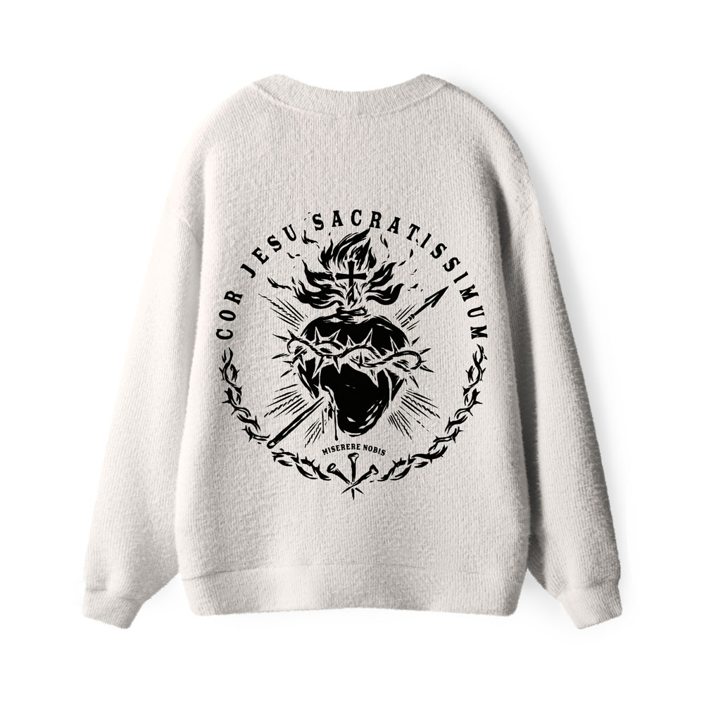 The Most Merciful Heart Of Jesus Furry Christian Lightweight Cardigan