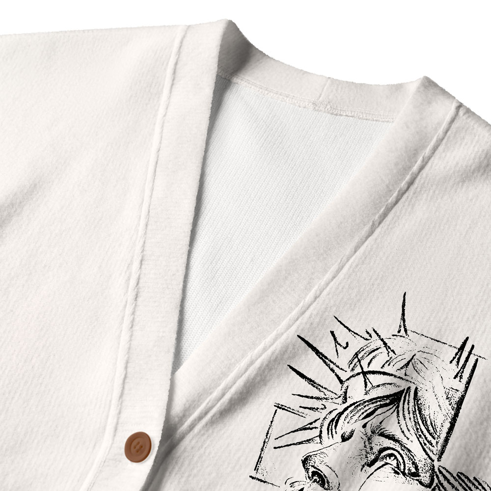 The Most Merciful Heart Of Jesus Furry Christian Lightweight Cardigan