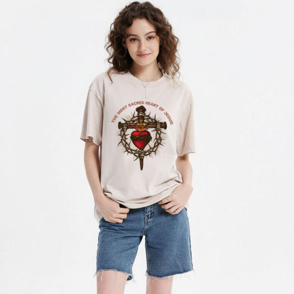 The Most Sacred Heart Of Jesus Christian Washed T-Shirt