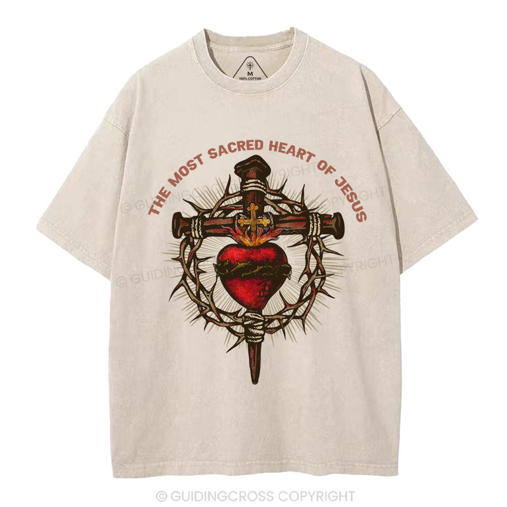 The Most Sacred Heart Of Jesus Christian Washed T-Shirt
