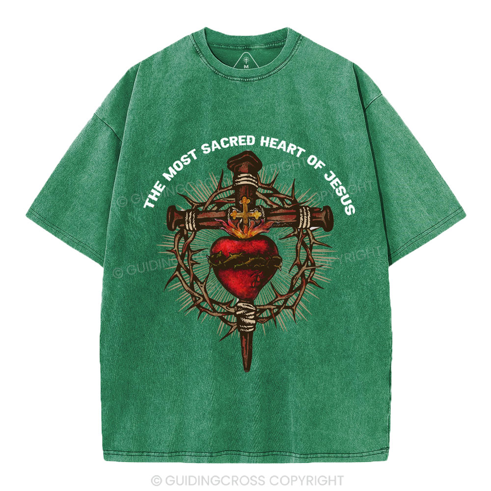 The Most Sacred Heart Of Jesus Christian Washed T-Shirt