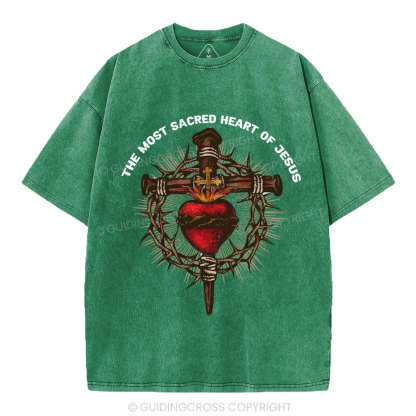 The Most Sacred Heart Of Jesus Christian Washed T-Shirt