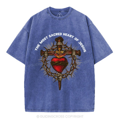 The Most Sacred Heart Of Jesus Christian Washed T-Shirt