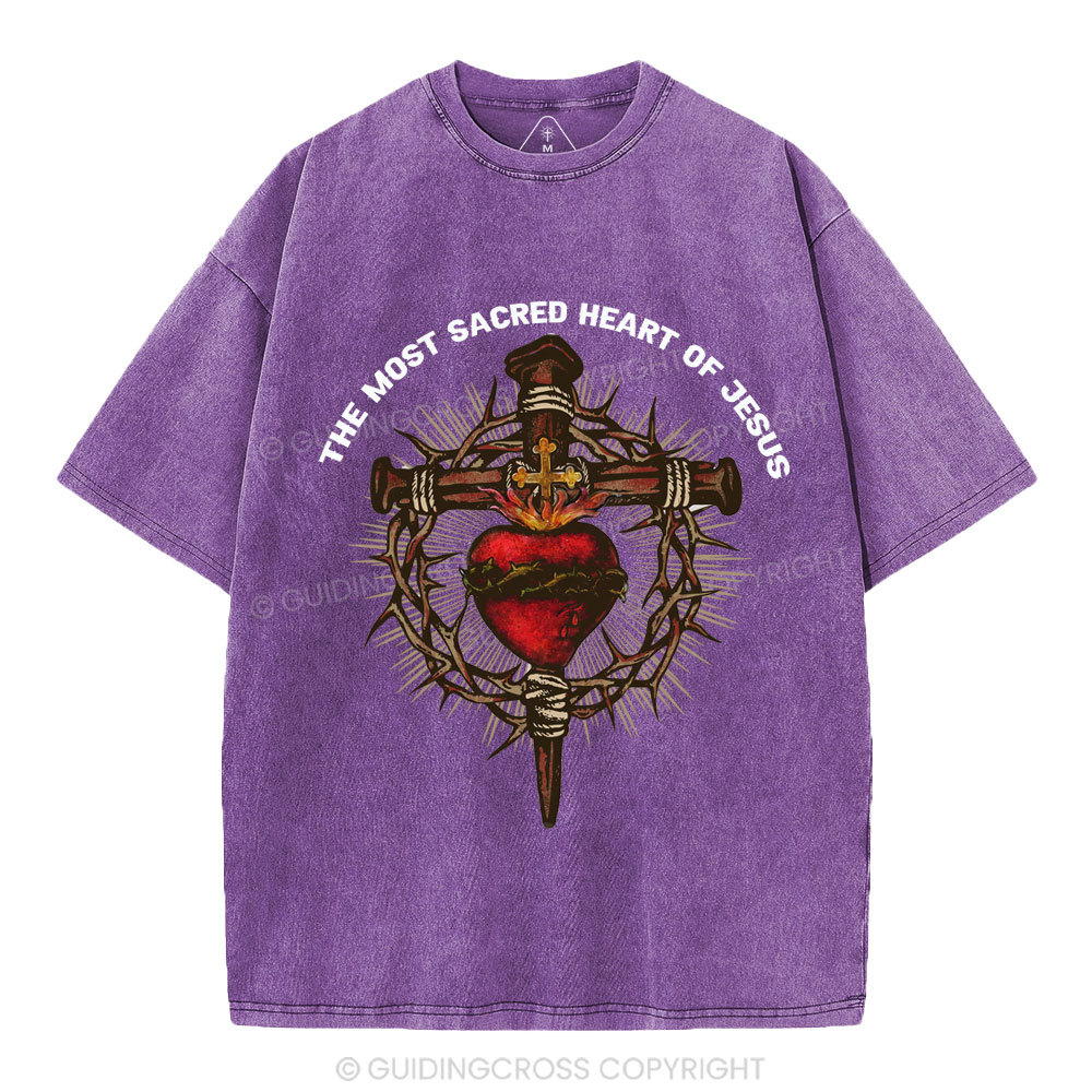The Most Sacred Heart Of Jesus Christian Washed T-Shirt