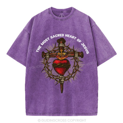The Most Sacred Heart Of Jesus Christian Washed T-Shirt